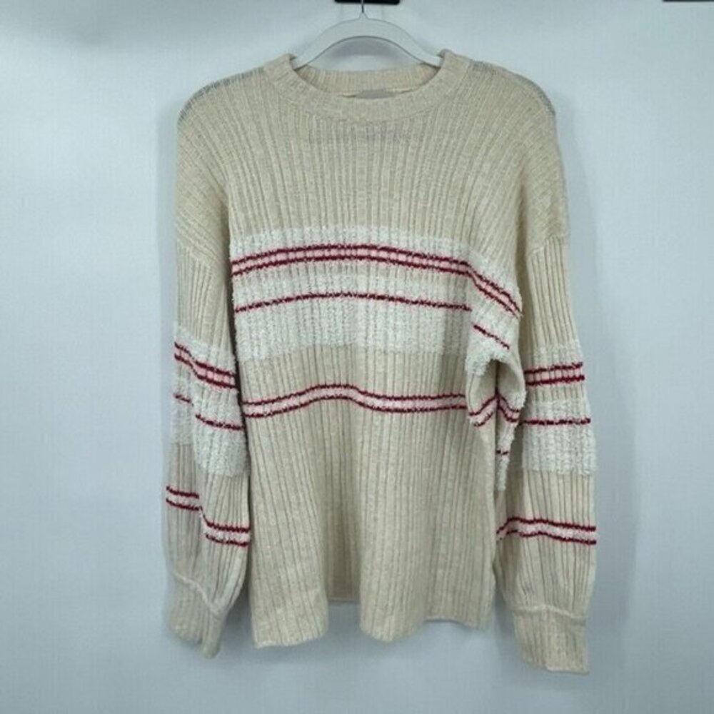 Urban Outfitters Womens Sweater Medium White Striped Casual Crew Neck